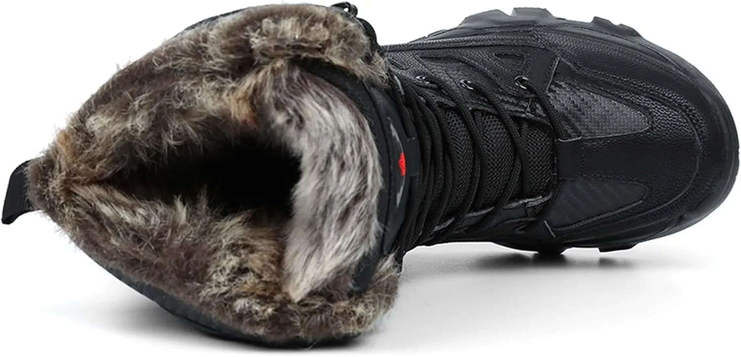 Men's Snow Boots - Tactical, Hiking, Work - Black, Size 8-9