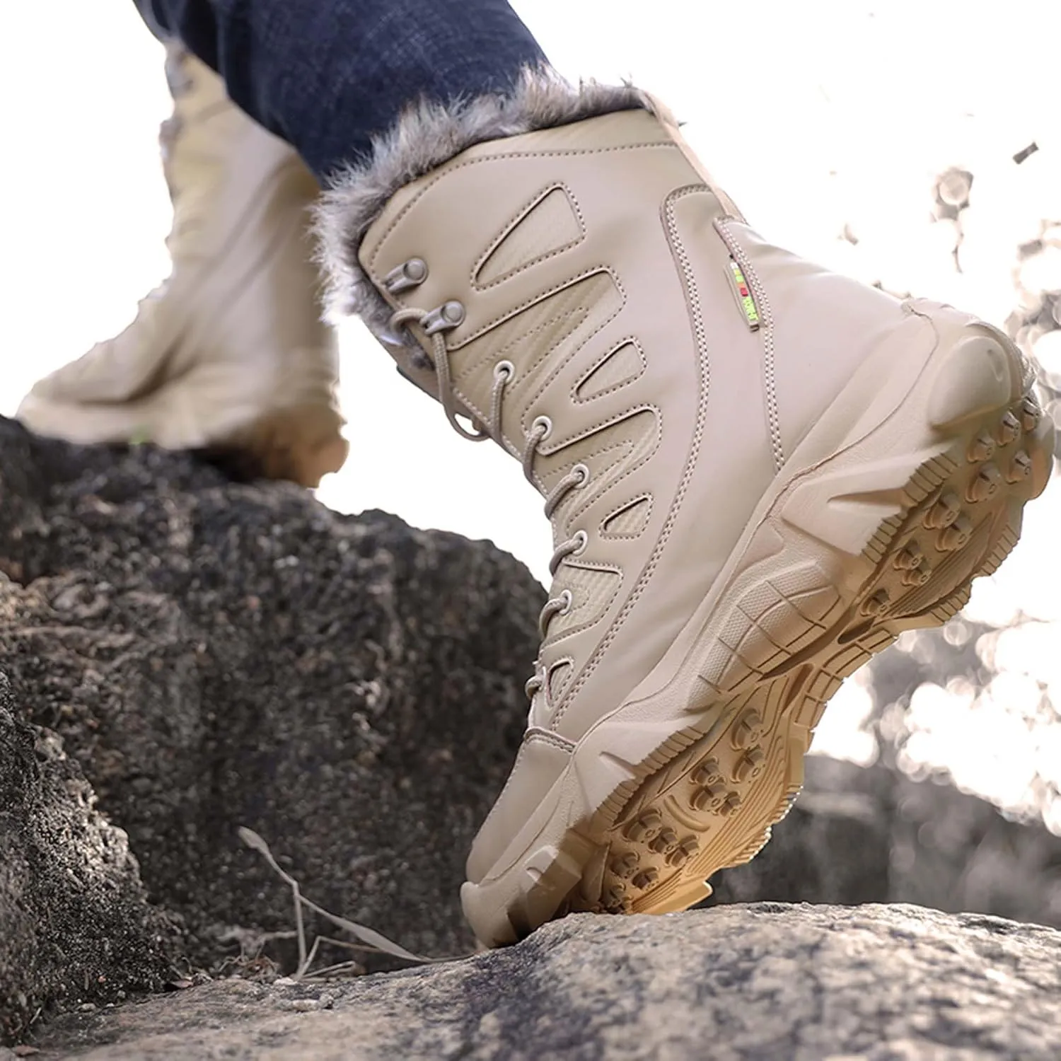 Men's Snow Boots - Tactical, Hiking, Work - Black, Size 8-9