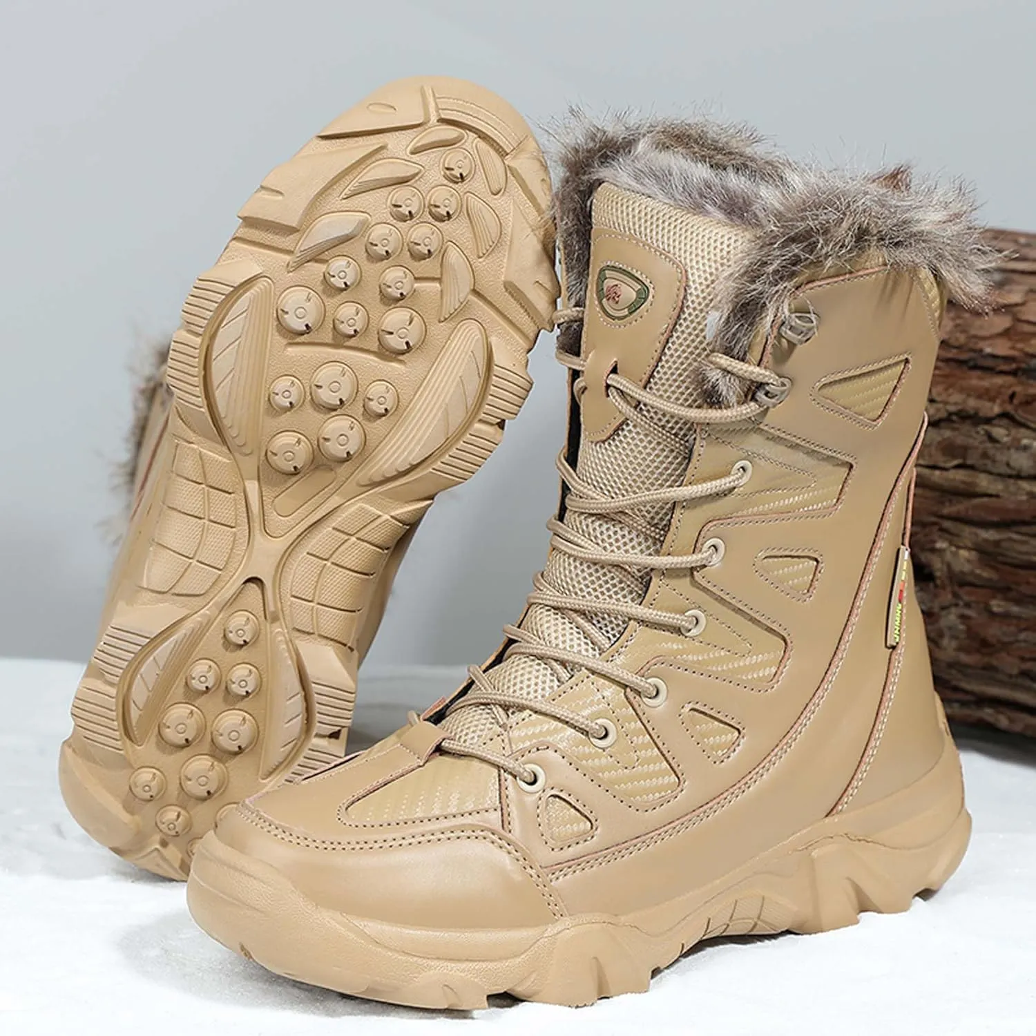 Men's Snow Boots - Tactical, Hiking, Work - Black, Size 8-9