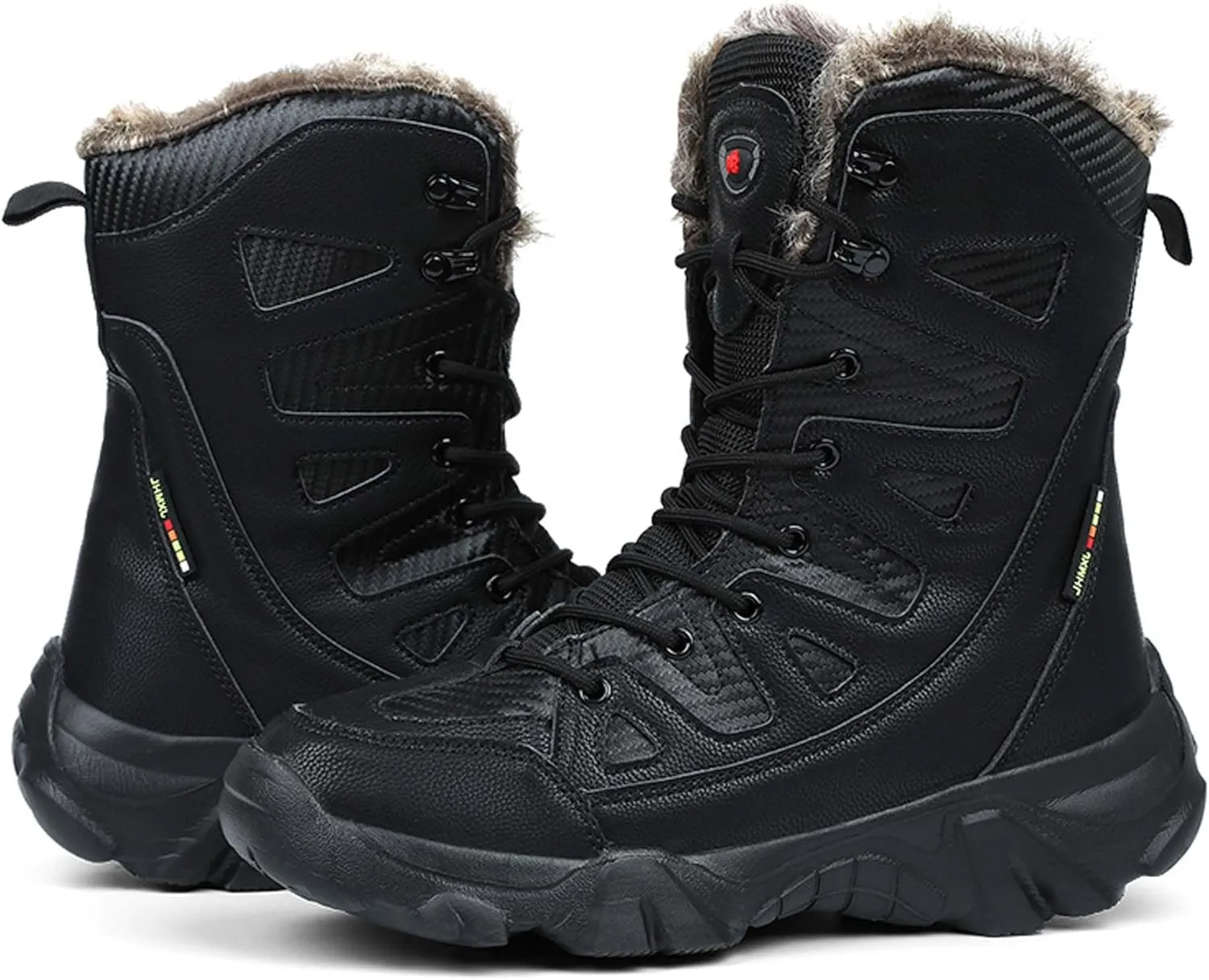 Men's Snow Boots - Tactical, Hiking, Work - Black, Size 8-9