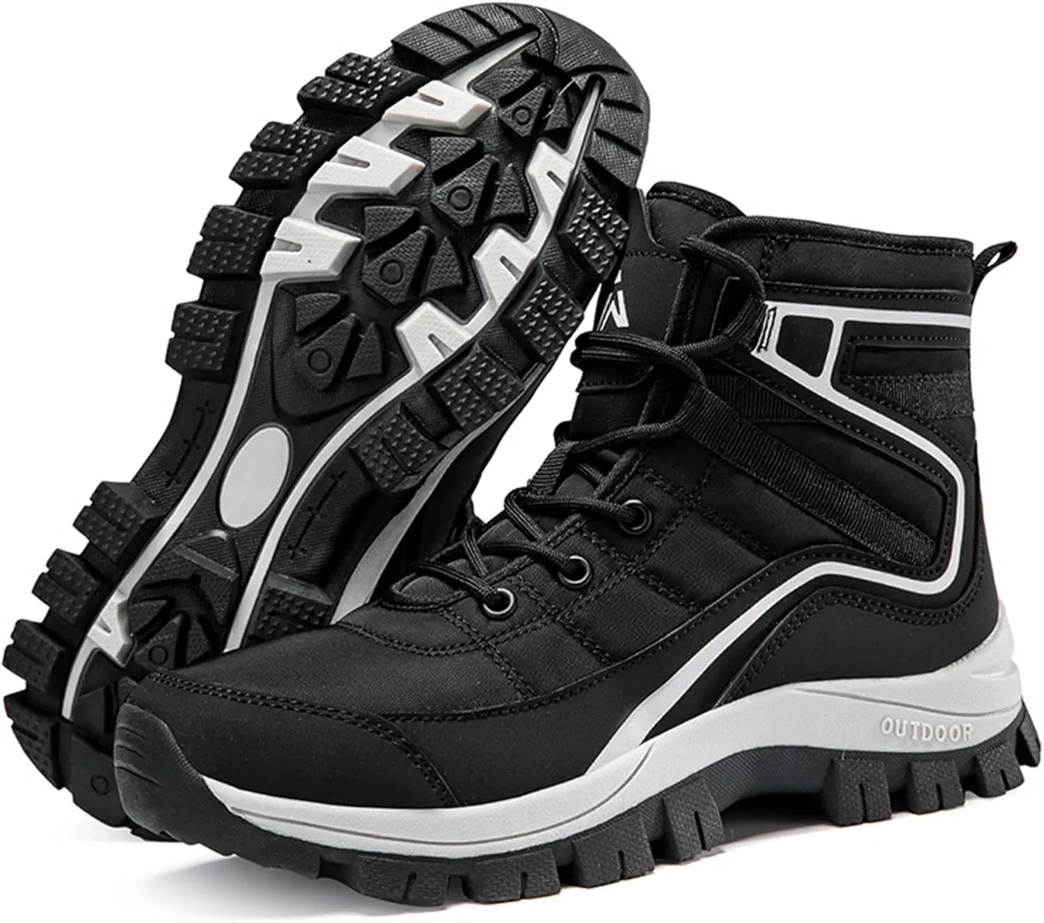 Mens Snow Boots Womens Winter Boots Waterproof Fur Lined Warm Lightweight Ankle Boots High Top Slip On Anti-Slip Casual Outdoor Shoes Booties