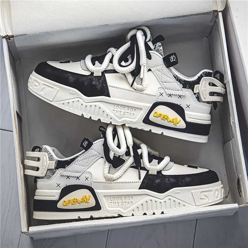Men's Trendy Sneakers Casual Sporty Low-Top Lace-Up Shoes Non-Slip Rubber Outsole Breathable Fabric Lining for Daily Wear