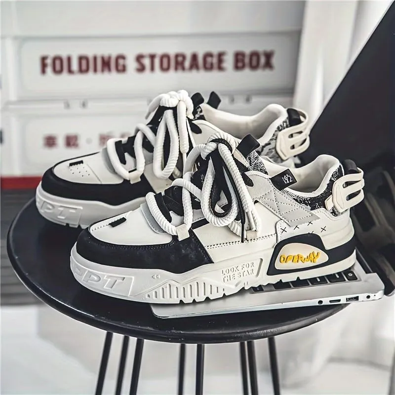 Men's Trendy Sneakers Casual Sporty Low-Top Lace-Up Shoes Non-Slip Rubber Outsole Breathable Fabric Lining for Daily Wear