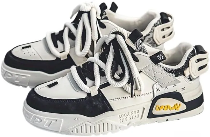 Men's Trendy Sneakers Casual Sporty Low-Top Lace-Up Shoes Non-Slip Rubber Outsole Breathable Fabric Lining for Daily Wear