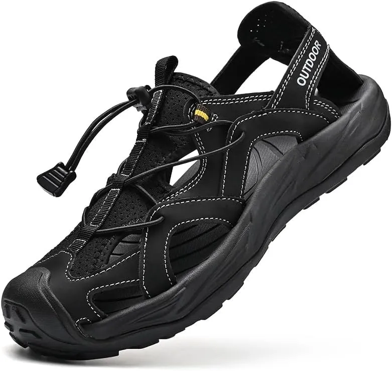 Mens Water Shoes Beach Sandals For Men Non-Slip Hiking Shoes Mens Closed Toe Sandals