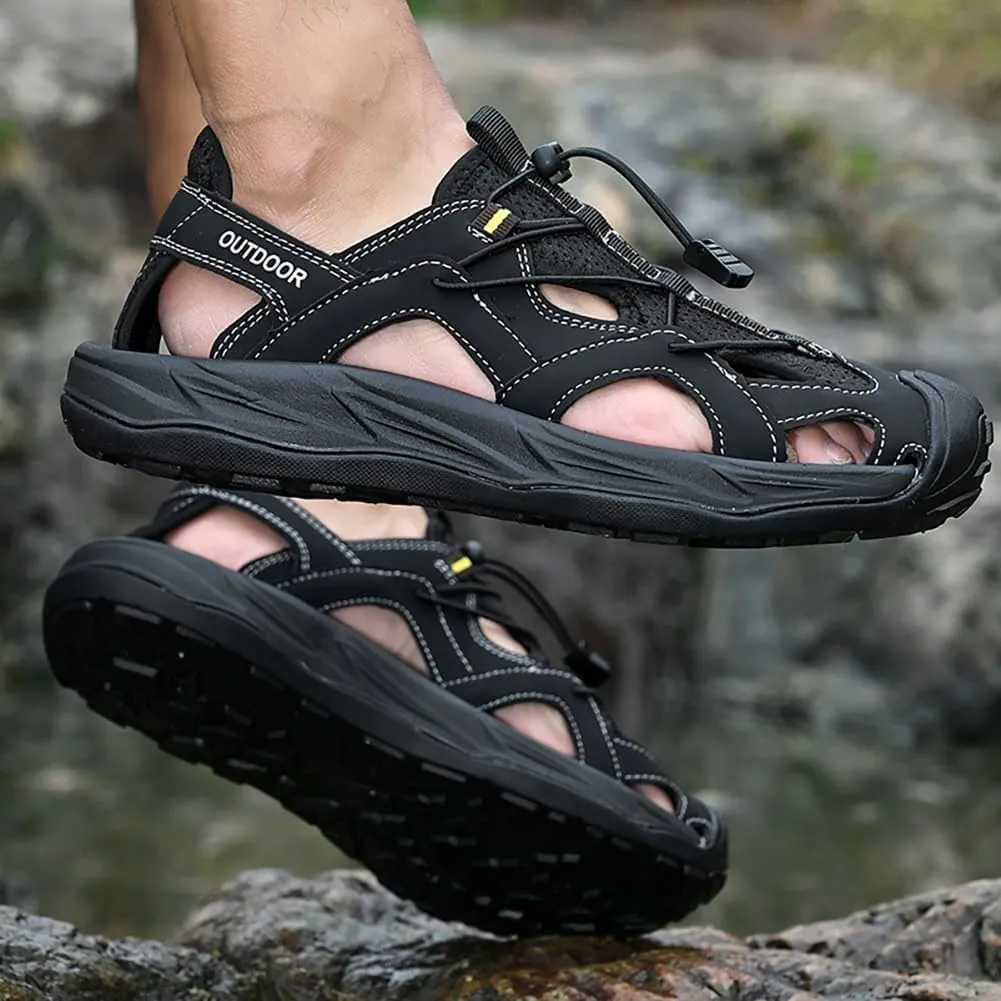 Mens Water Shoes Beach Sandals For Men Non-Slip Hiking Shoes Mens Closed Toe Sandals