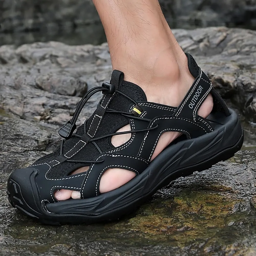 Mens Water Shoes Beach Sandals For Men Non-Slip Hiking Shoes Mens Closed Toe Sandals