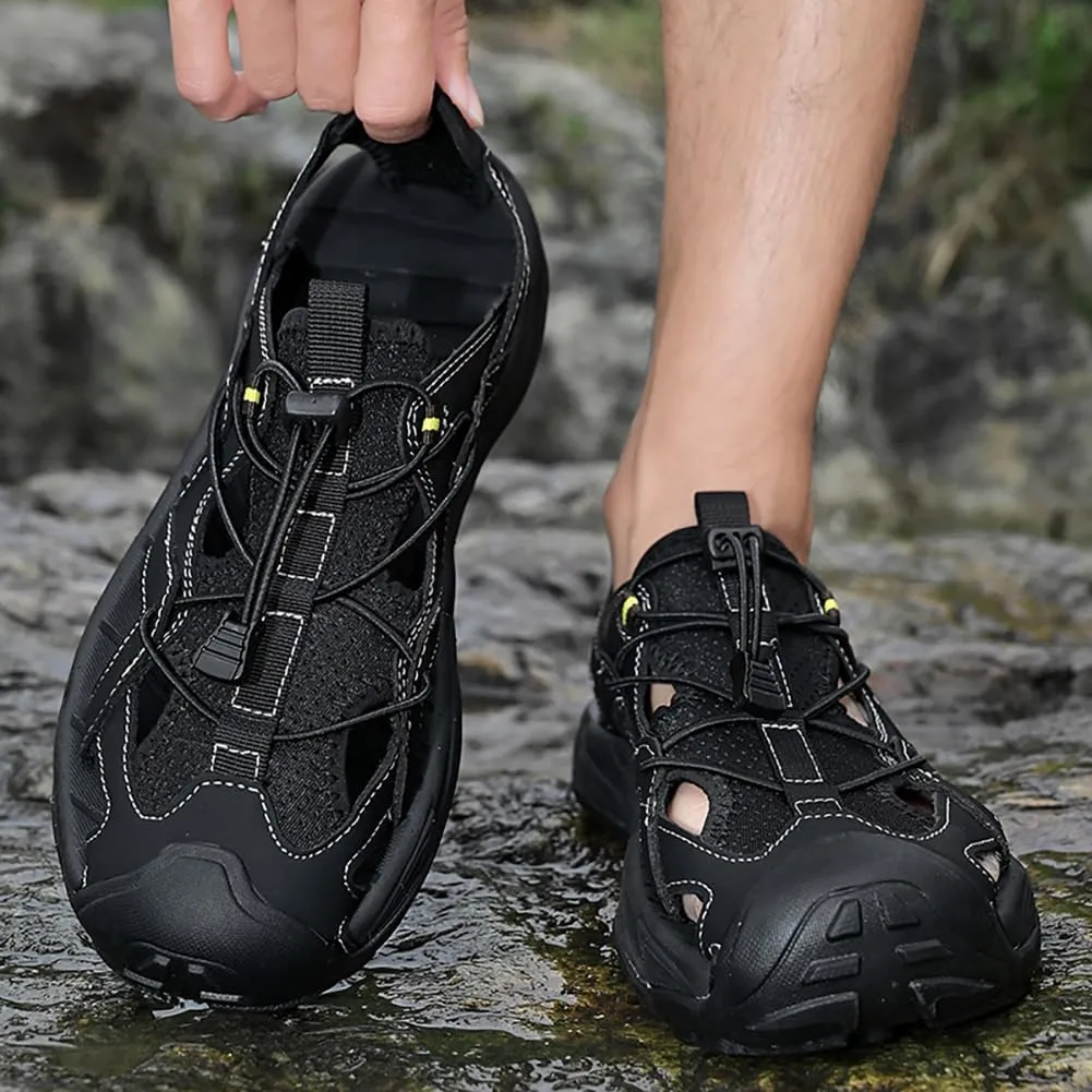 Mens Water Shoes Beach Sandals For Men Non-Slip Hiking Shoes Mens Closed Toe Sandals