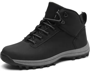 Men's Waterproof Winter Snow Boots Cold-Weather Lightweight High-Traction Grip Hiking Ankle Boots Warm Fur Lined Anti-Slip Outdoor Work Trekking Booties