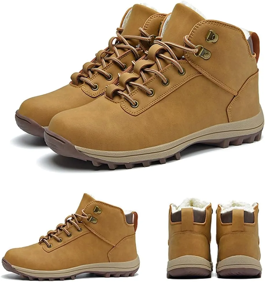 Men's Waterproof Winter Snow Boots Cold-Weather Lightweight High-Traction Grip Hiking Ankle Boots Warm Fur Lined Anti-Slip Outdoor Work Trekking Booties