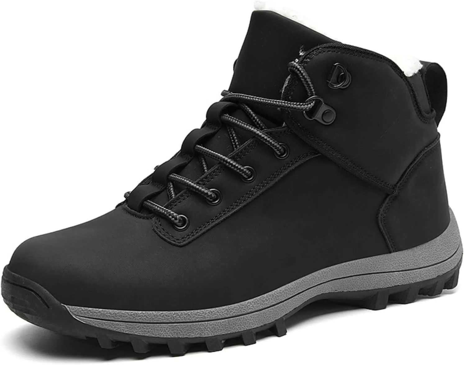 Men's Waterproof Winter Snow Boots Cold-Weather Lightweight High-Traction Grip Hiking Ankle Boots Warm Fur Lined Anti-Slip Outdoor Work Trekking Booties