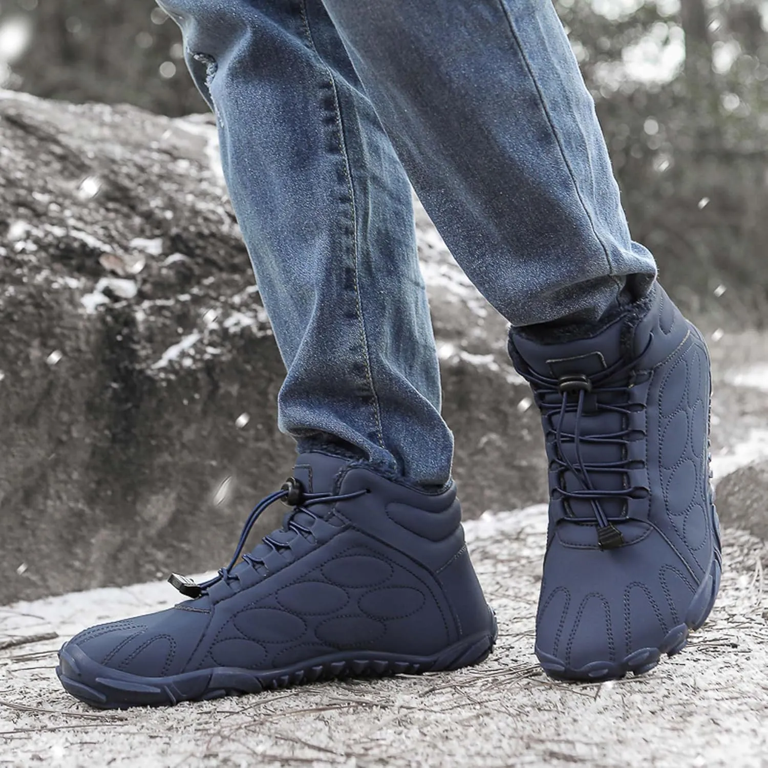 Mens Womens Snow Boots Winter Shoes Warm Fur Waterproof Anti-Slip Outdoor Casual Ankle Sneakers