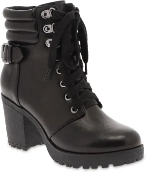MIA Shoes Annamaria Womens Vegan Leather Combat Boots with Heel