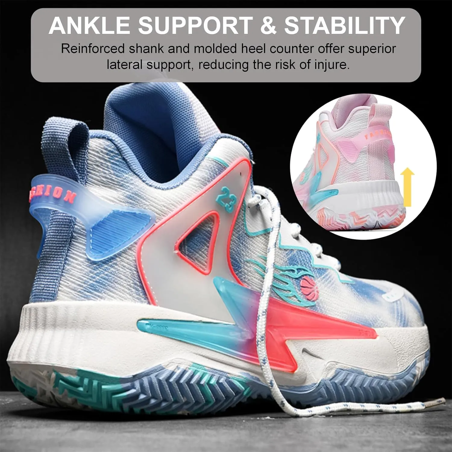 Moodeng Womens Basketball Shoes Breathable Non Slip Sports Shoes Fashion Running Sneakers Supportive Athletic Gym Shoes
