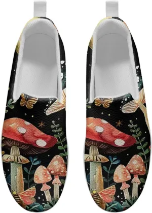 Mushroom Slip-On Sneakers Women Elastic Mesh Loafers Platform with Rocking Bottom Sole for Walking,Running
