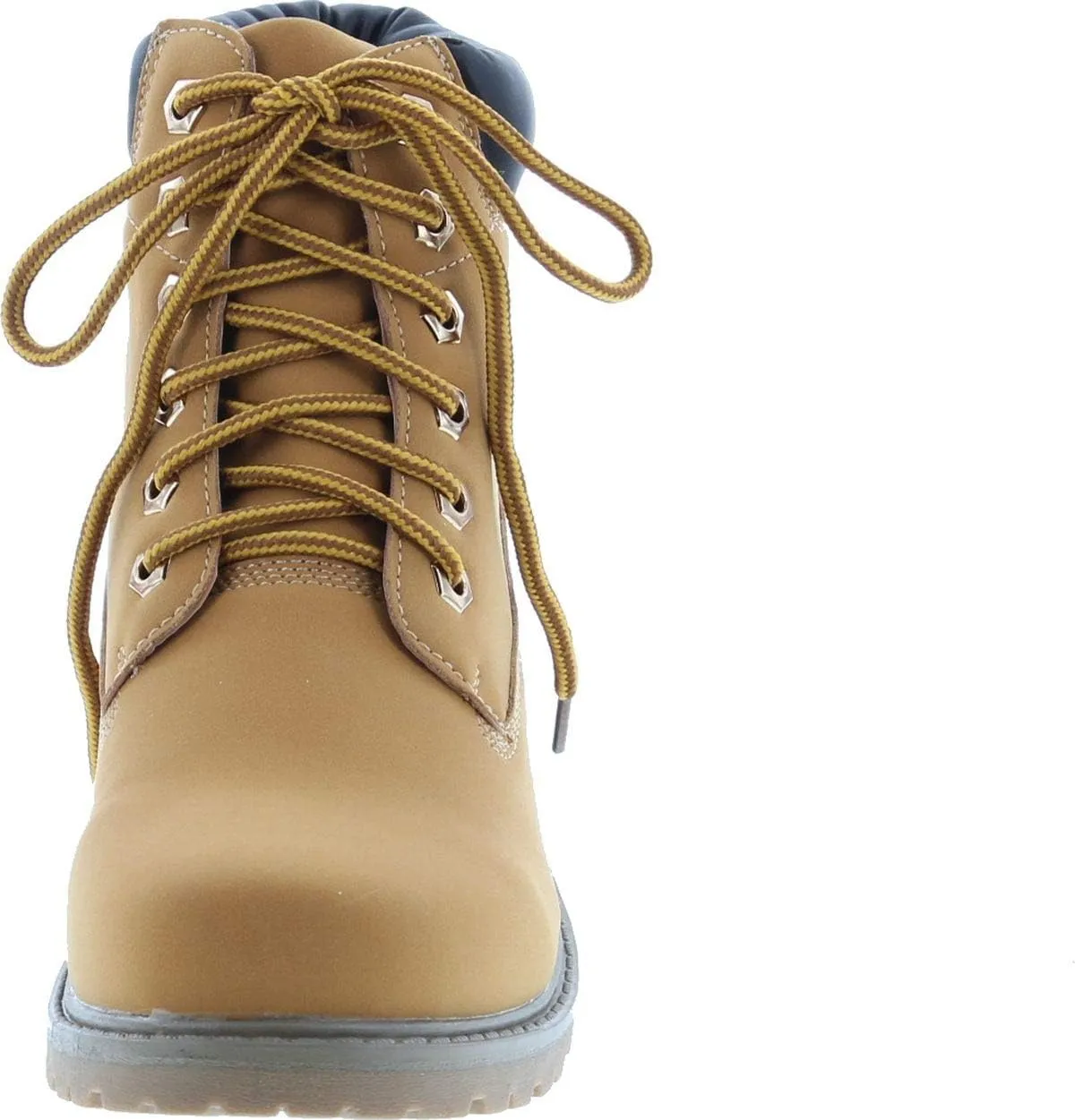 Nature Breeze Womens Terrain Leatherette Multi Color Padded Collar Hard Toe Boot - Wheat
