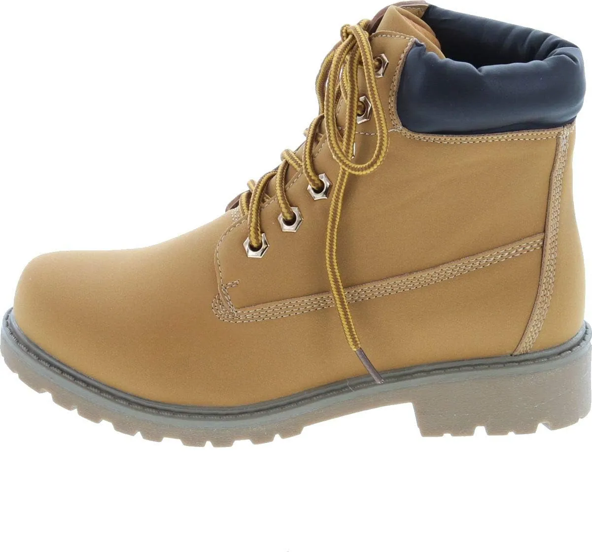 Nature Breeze Womens Terrain Leatherette Multi Color Padded Collar Hard Toe Boot - Wheat
