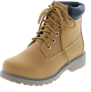 Nature Breeze Womens Terrain Leatherette Multi Color Padded Collar Hard Toe Boot - Wheat