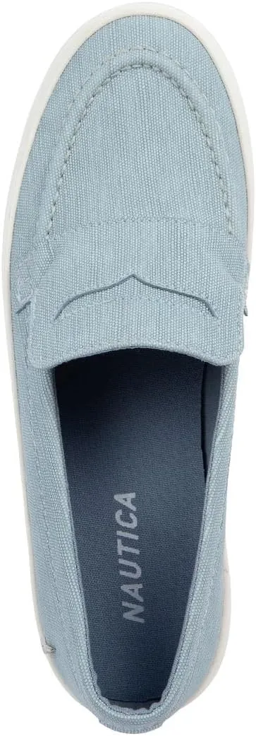 Nautica Womens Slip-On Penny Loafer Sneakers  Casual Comfort Walking Shoes with Cushioned Insole and White Sole