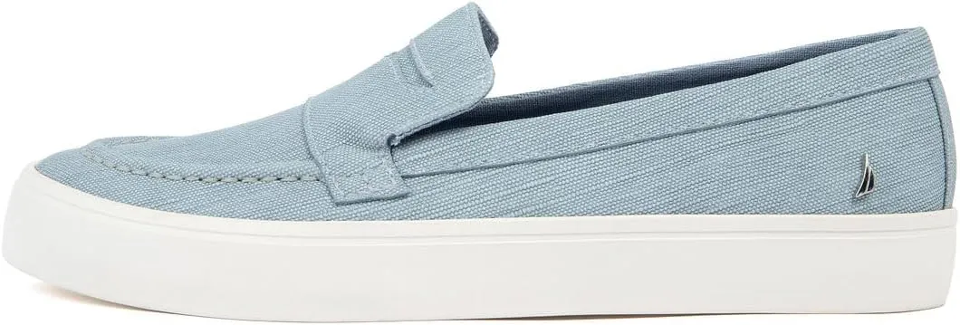 Nautica Womens Slip-On Penny Loafer Sneakers  Casual Comfort Walking Shoes with Cushioned Insole and White Sole