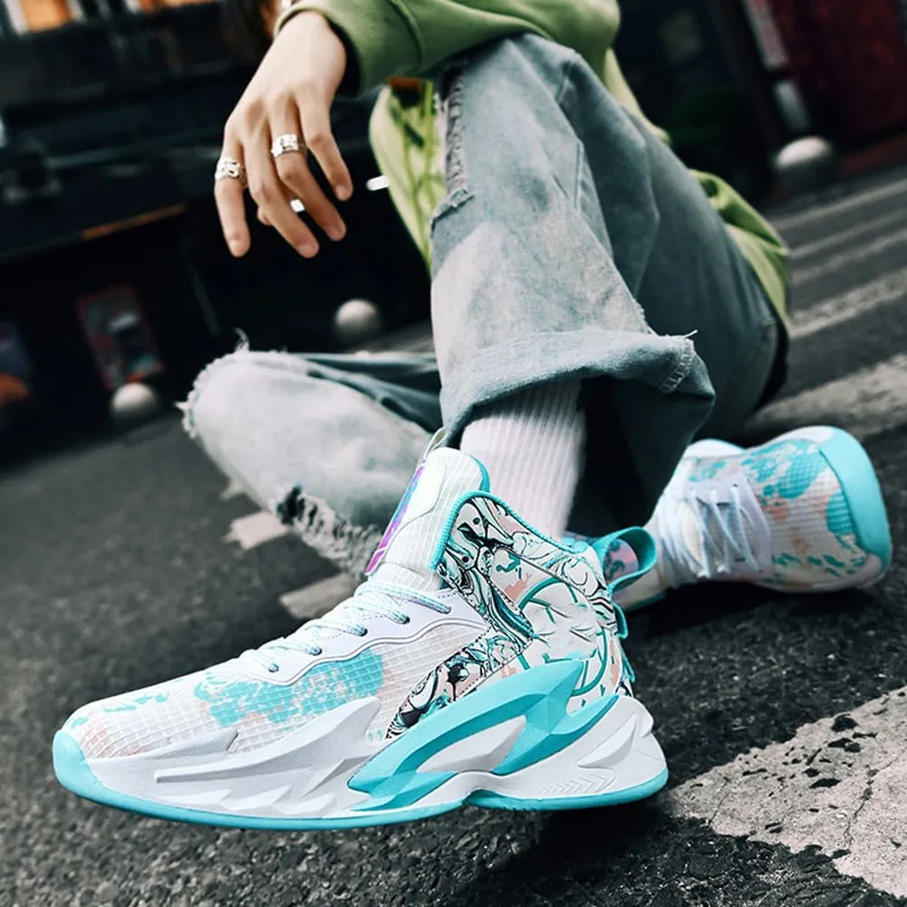 NCNDB Unisex Fashion Basketball Shoes High Top Anti Slip Sneakers Breathable Running Sports Shoes