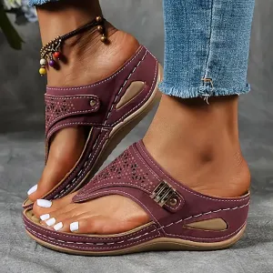Orthopedic Sandals for Women 2025 Arch Support Summer Sandals with Wedge Heel Non-Slip Comfort Flip Flops Dressy Casual Beach Shoes for Women