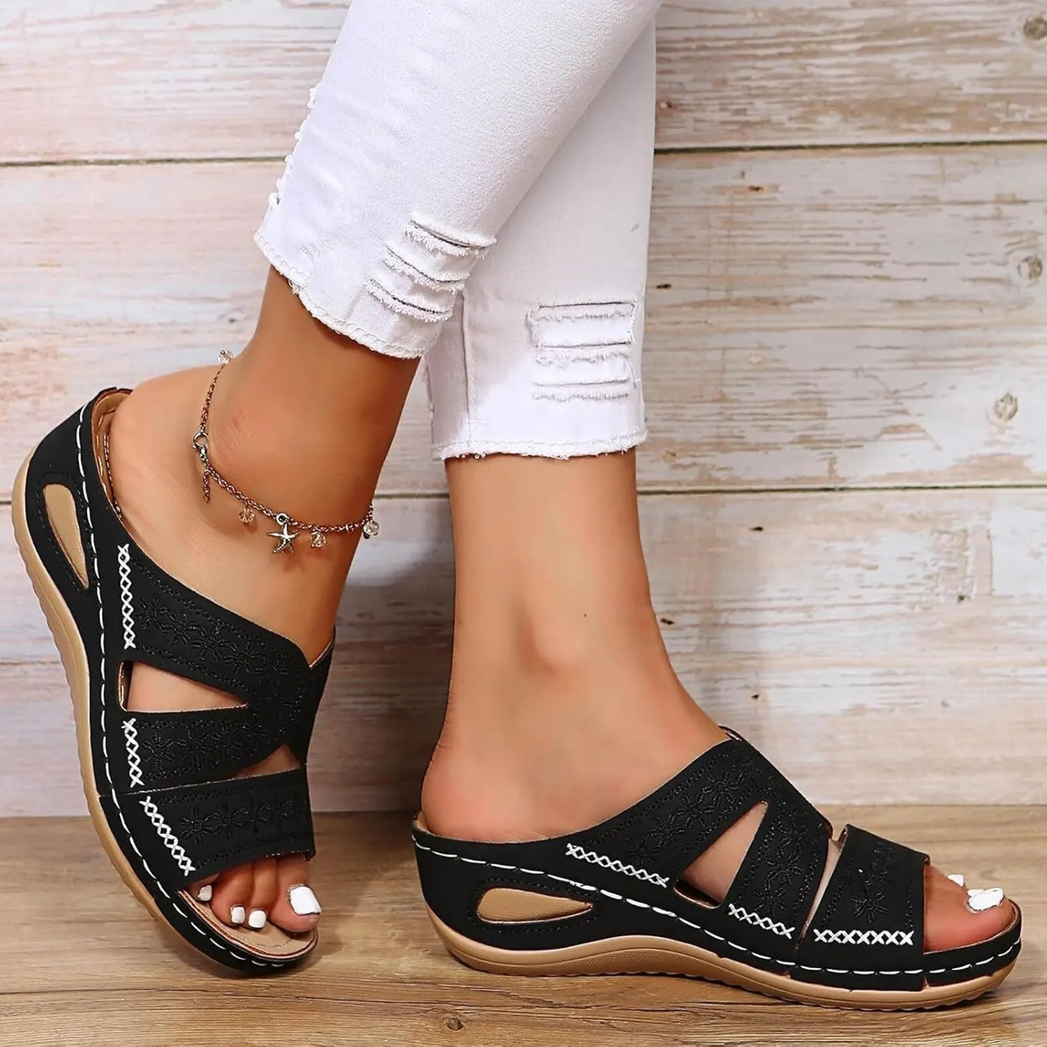 Orthopedic Wedge Sandals for Women Platform Sandals Womens Arch Support Foam Chunky Sandal Dressy Womens Slides Shoes