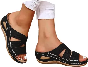 Orthopedic Wedge Sandals for Women Platform Sandals Womens Arch Support Foam Chunky Sandal Dressy Womens Slides Shoes