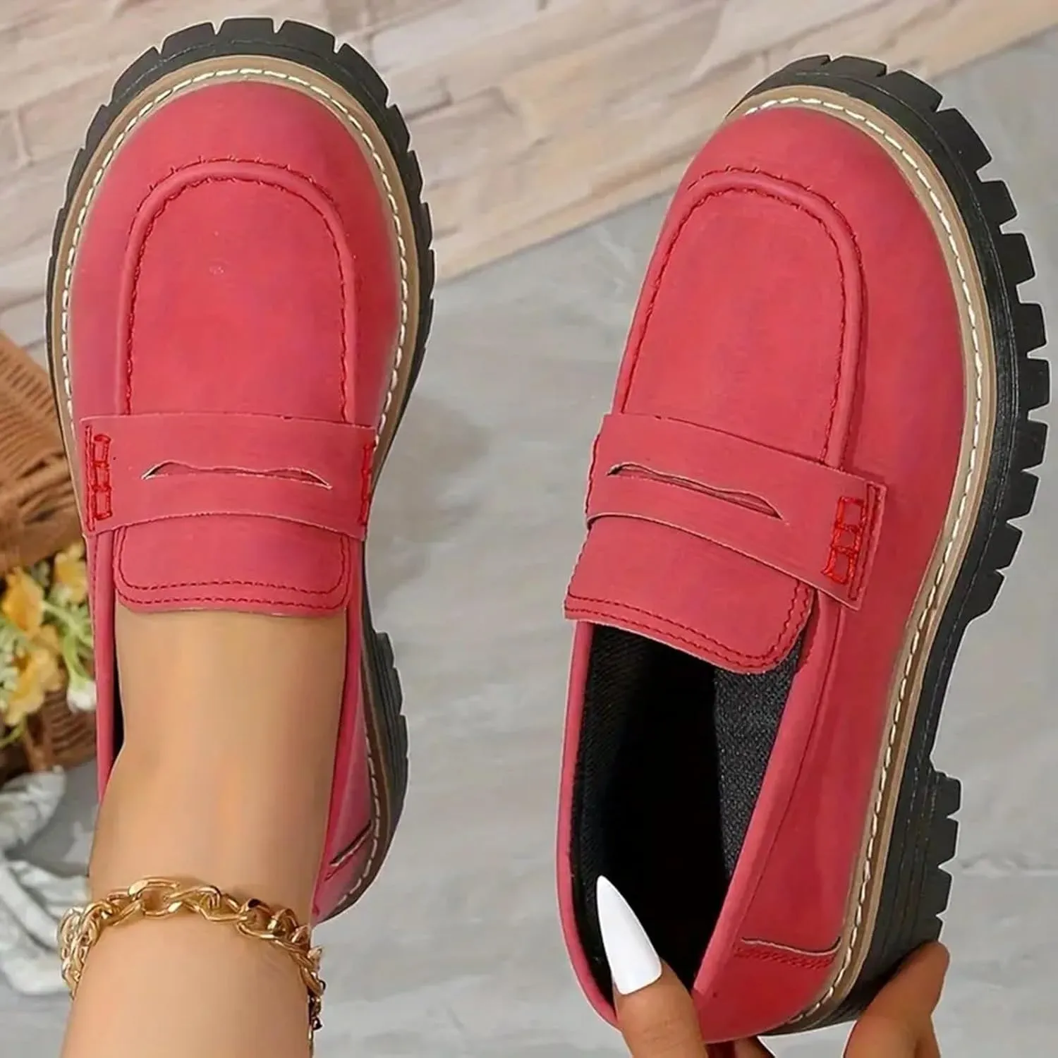 Orthoture-Orthopedic Platform Loafers Casual Comfortable Soft Womens Shoes Womens Round Toe Flat Walking Shoes