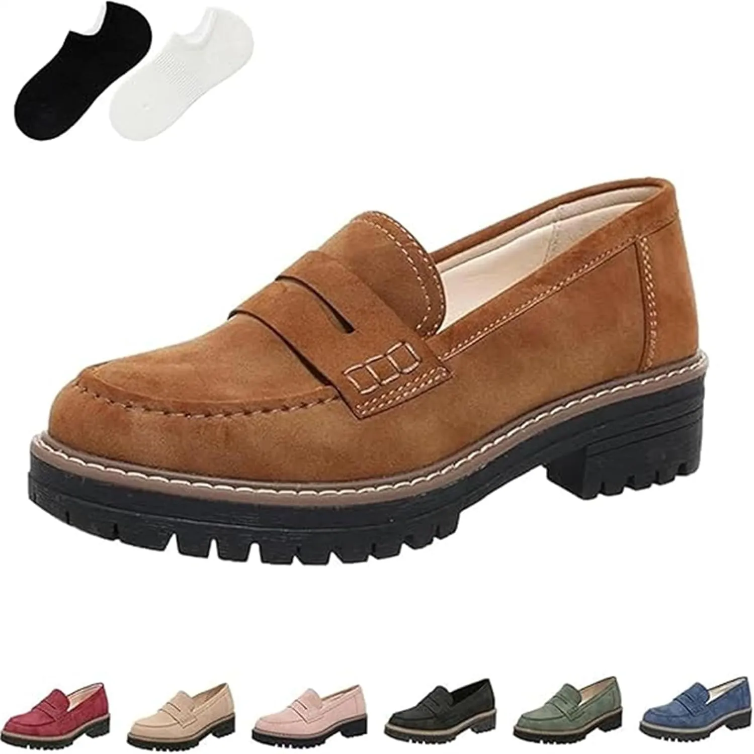 Orthoture-Orthopedic Platform Loafers, Orthoture Womens Shoes, Womens Retro Round Casual Fashion Slip On Walking Shoe