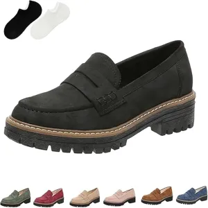 Orthoture-Orthopedic Platform Loafers, Orthoture Womens Shoes, Womens Retro Round Casual Fashion Slip On Walking Shoe