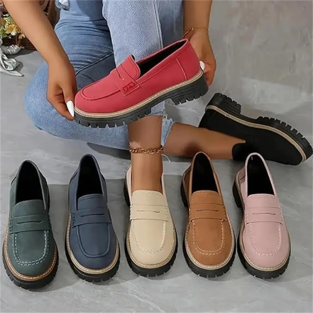 Orthoture-Orthopedic Platform Loafers, Orthoture Womens Shoes, Womens Retro Round Casual Fashion Slip On Walking Shoe