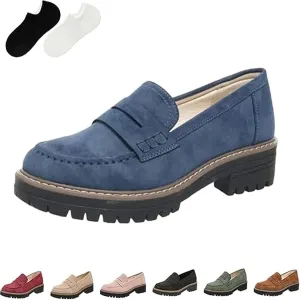 Orthoture-Orthopedic Platform Loafers, Orthoture Womens Shoes, Womens Retro Round Casual Fashion Slip On Walking Shoe