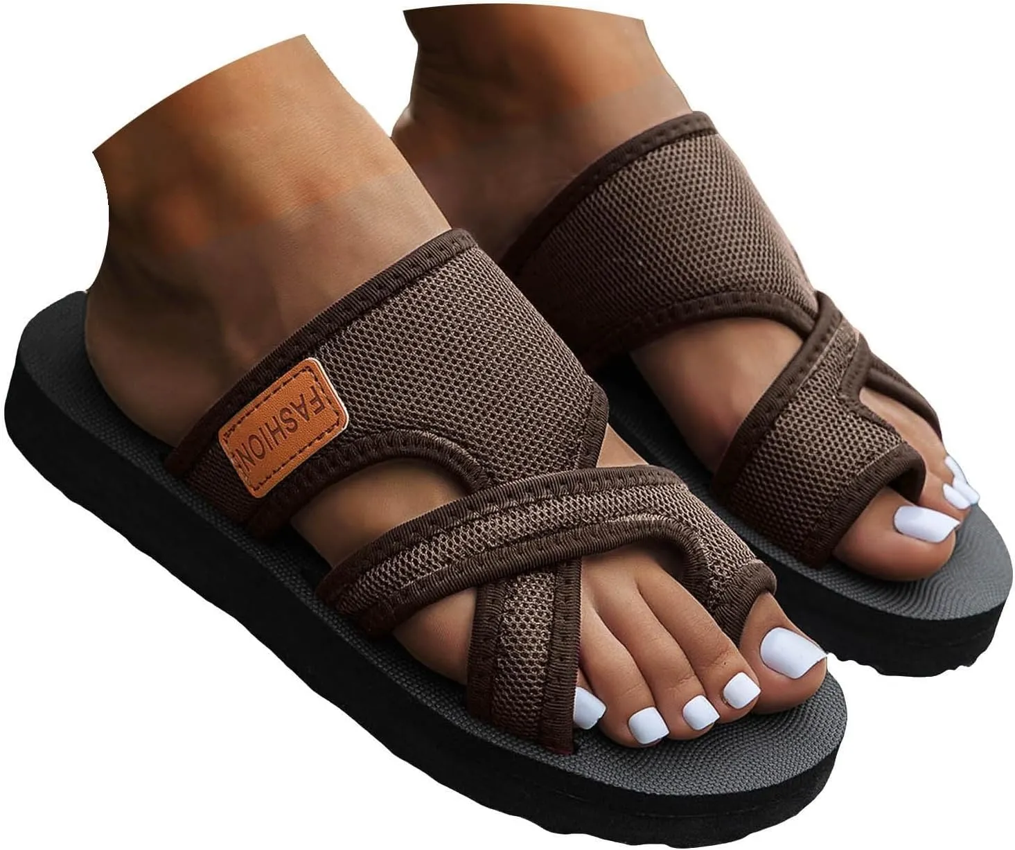 Orthowalkway Womens Sandals, Orthowalkway Womens Shoes, Women's Hollow Mesh Slide Sandals Arch Support Flip Flops
