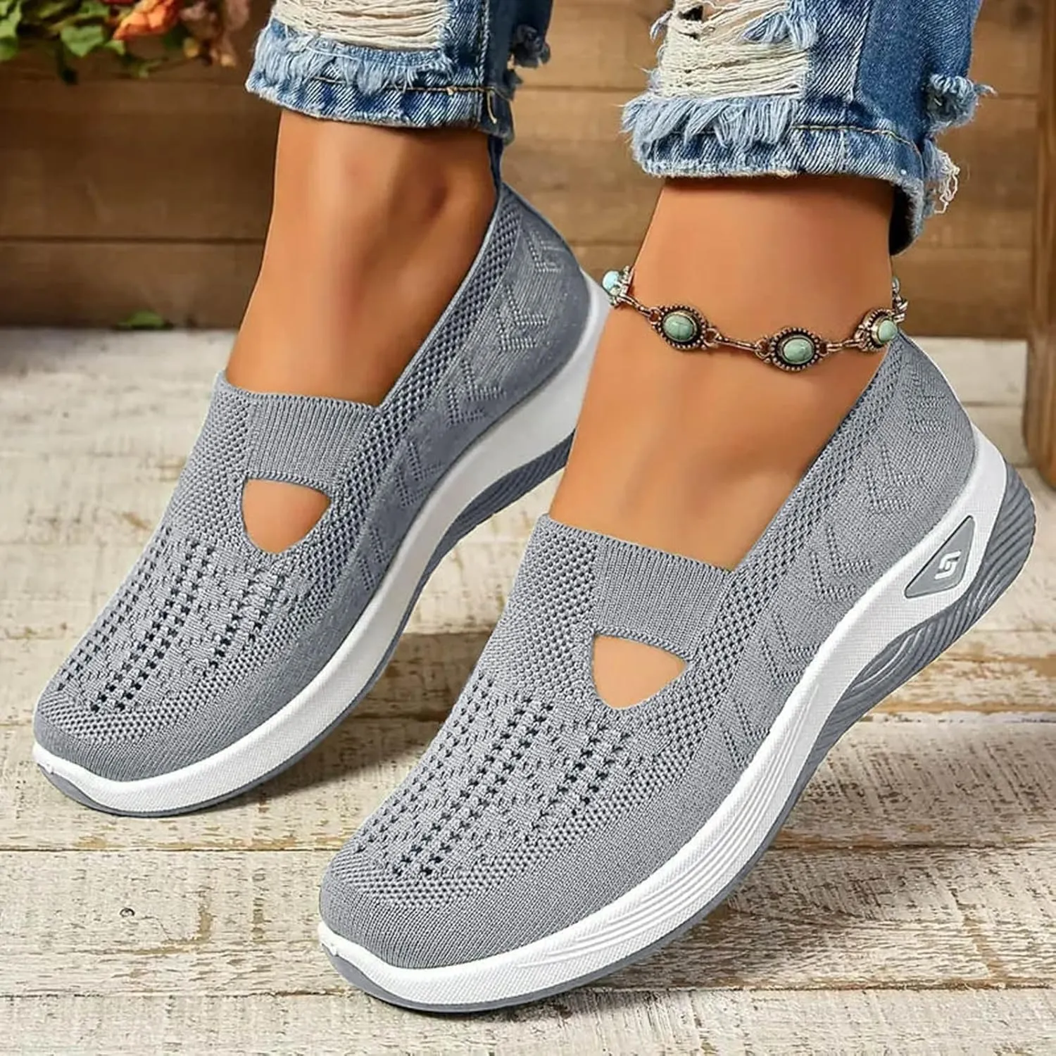 Orthowalkway Womens Shoes,Women's Woven Orthopedic Breathable Soft Shoes,Womens Slip On Sneakers Diabetic Foam Shoes