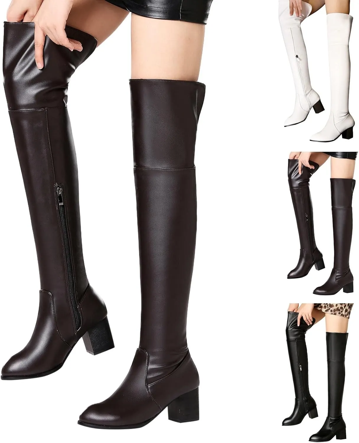 Over the Knee Boots Thigh High Boots for Women Autumn And Winter Fashion Boots Half Zipper Over Knee Boot Comfortable