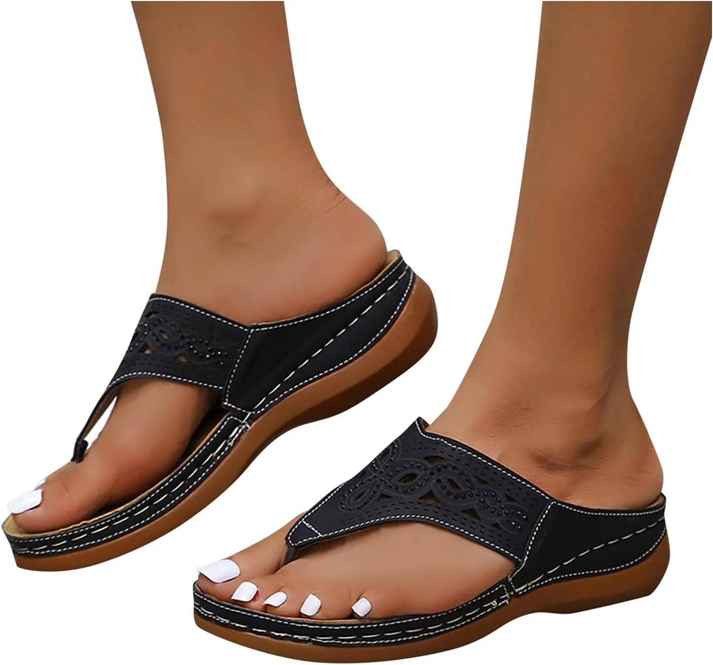 Plantar Fasciitis Sandals Tennis Shoes Womens for Plantar Fasciitis Womens Brown Sandals Orthopedic Flip Flops Womens Slippers with Arch Support Black Thick Heels for Women