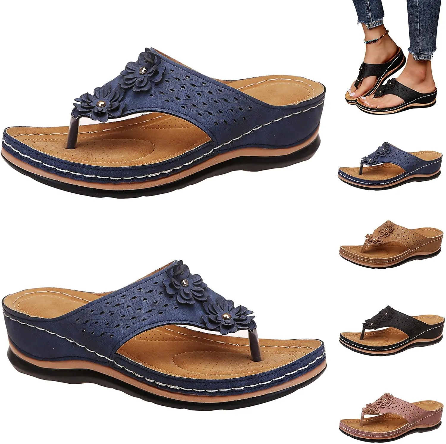 Plantar Fasciitis Sandals Tennis Shoes Womens for Plantar Fasciitis Womens Brown Sandals Orthopedic Flip Flops Womens Slippers with Arch Support Black Thick Heels for Women