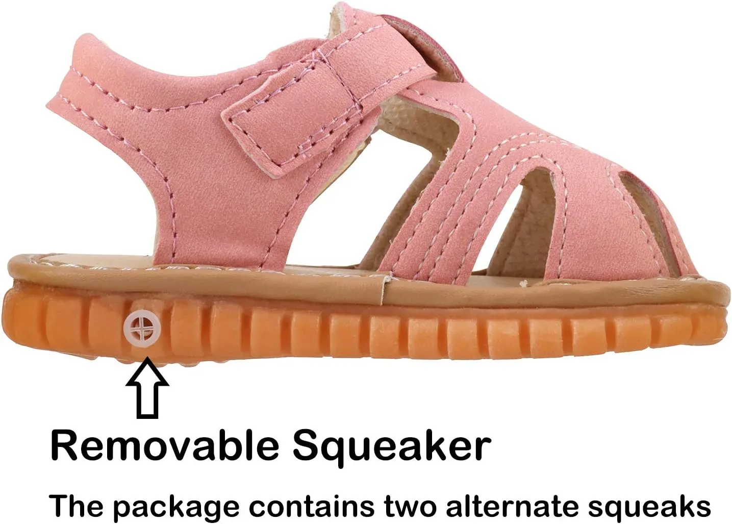 QIETION Toddler Boys & Girls Squeaky Sandals Closed-Toe Anti-Slip Rubber Sole First Walkers Shoes