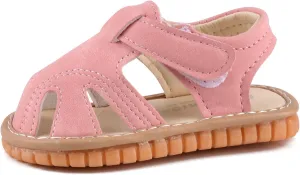 QIETION Toddler Boys & Girls Squeaky Sandals Closed-Toe Anti-Slip Rubber Sole First Walkers Shoes