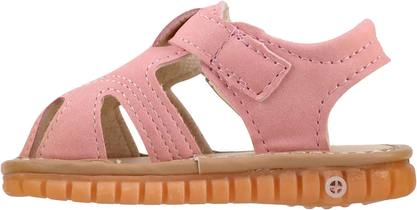 QIETION Toddler Boys & Girls Squeaky Sandals Closed-Toe Anti-Slip Rubber Sole First Walkers Shoes