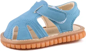 QIETION Toddler Boys & Girls Squeaky Sandals Closed-Toe Anti-Slip Rubber Sole First Walkers Shoes