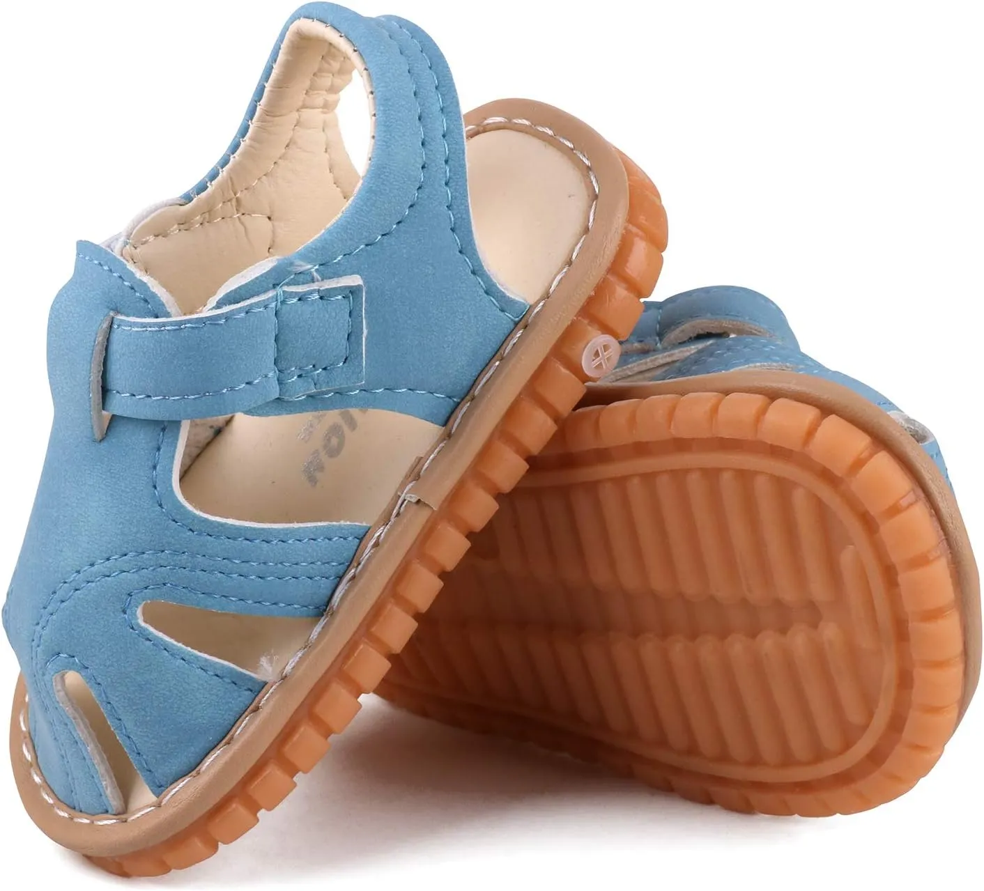 QIETION Toddler Boys & Girls Squeaky Sandals Closed-Toe Anti-Slip Rubber Sole First Walkers Shoes