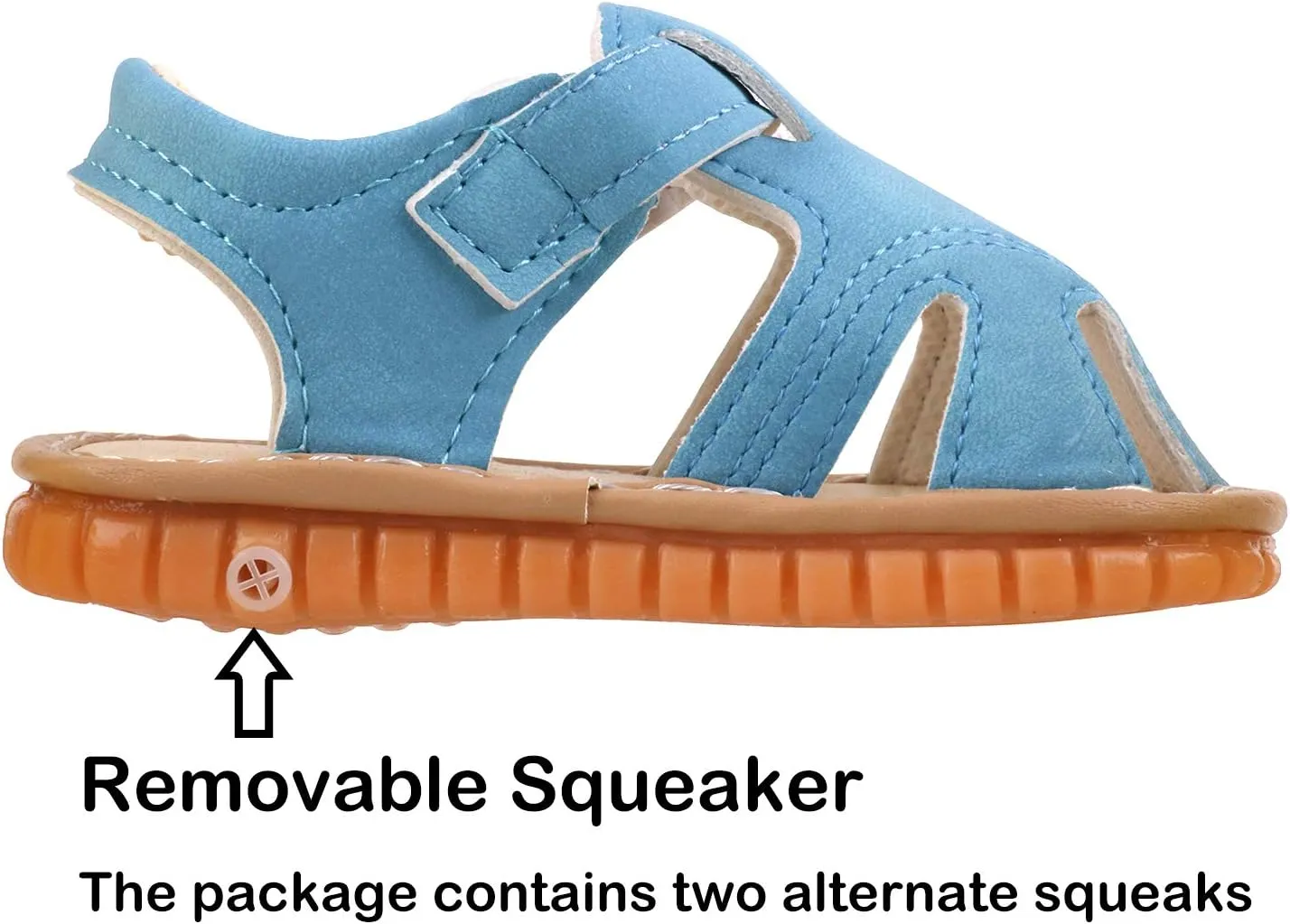 QIETION Toddler Boys & Girls Squeaky Sandals Closed-Toe Anti-Slip Rubber Sole First Walkers Shoes