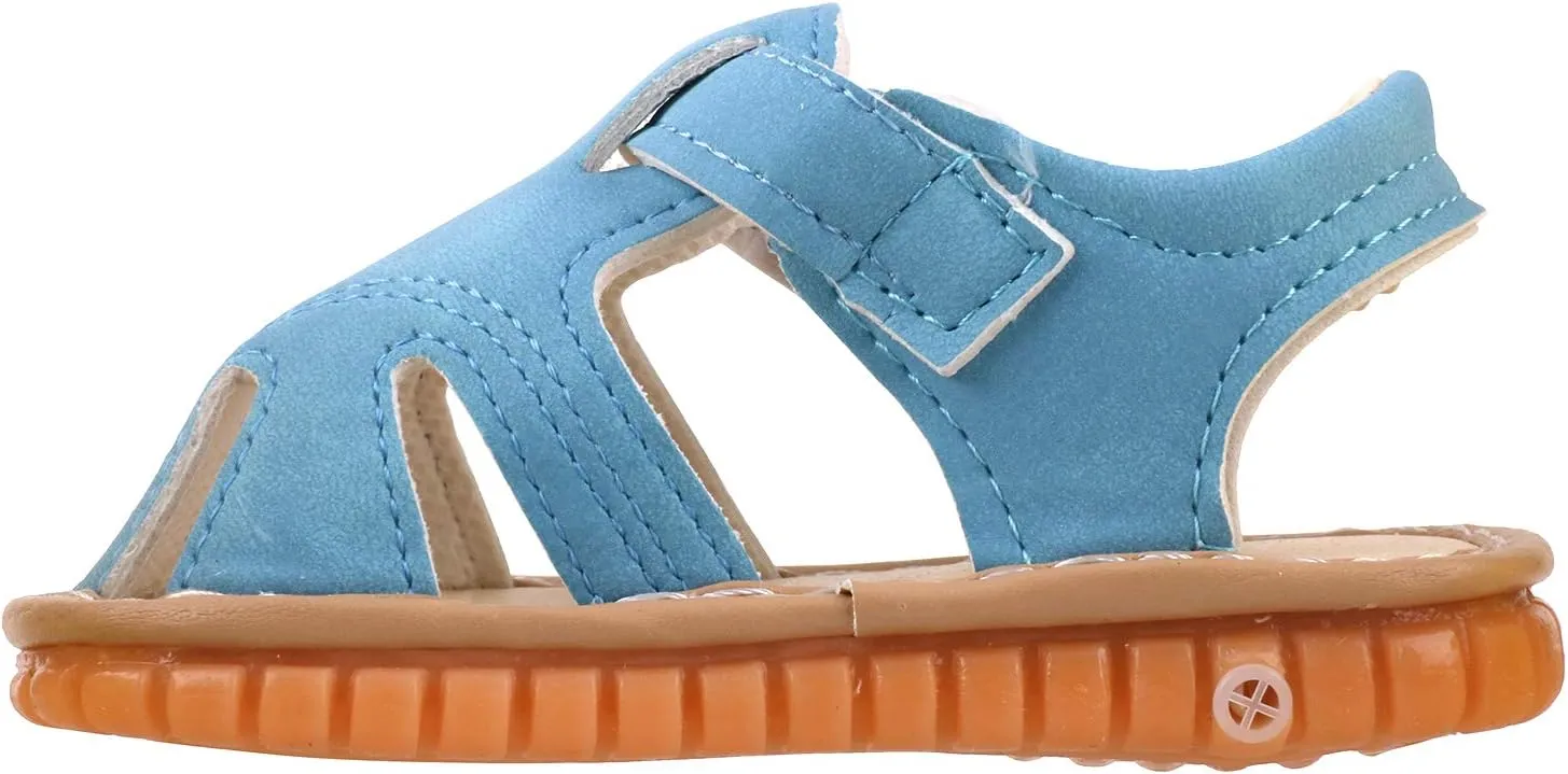 QIETION Toddler Boys & Girls Squeaky Sandals Closed-Toe Anti-Slip Rubber Sole First Walkers Shoes