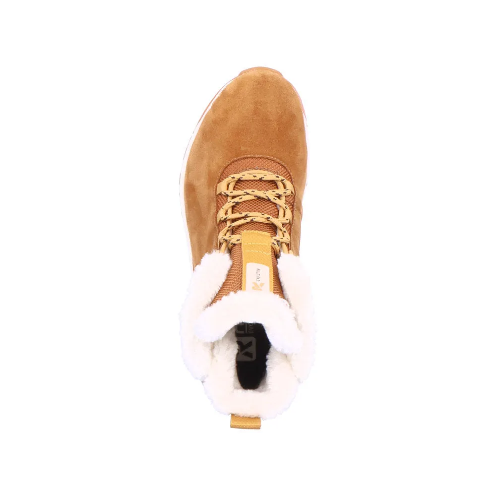 Rieker W0060-22 Ladies Tan Suede Water Resistant Lace Up Ankle Boots