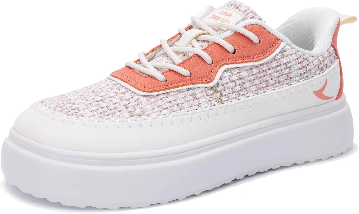 RomenSi Womens Fashion Sneakers | Wide Toe Box Walking Shoes | Comfortable Platform Sneaker | Casual Chunky Shoes BeigePink US 8