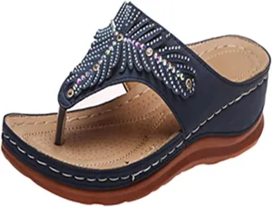 Sandals for Women Dressy Summer Orthopedic Anti-Slip Womens Flip Flops Comfy Pluse Size Womens Classic Flats