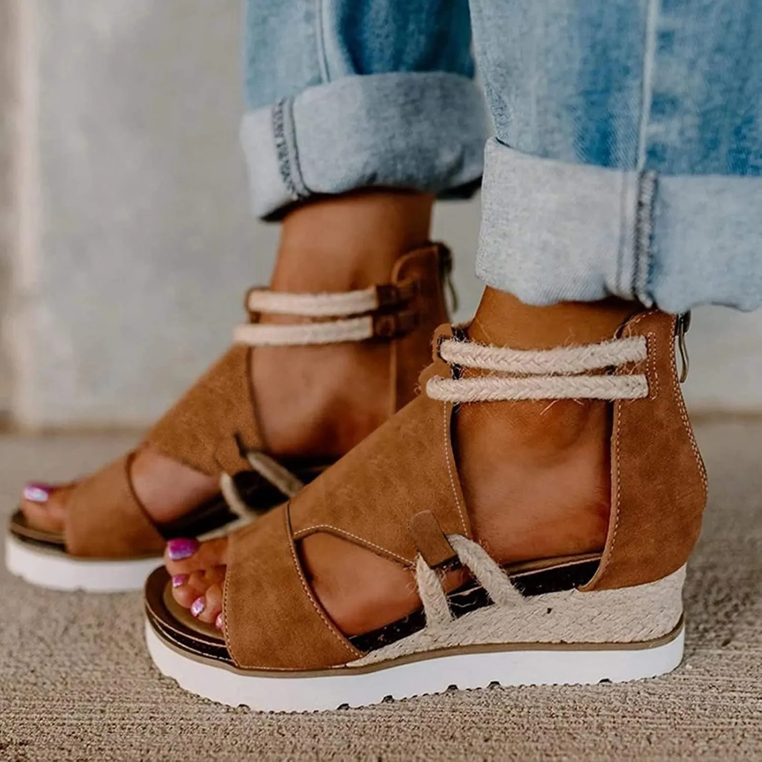 Sandals for Women Dressy,Sandals For Womens Casual Open Toe Strappy Wedge Sandals Summer Dressy Beach Womens Sandals