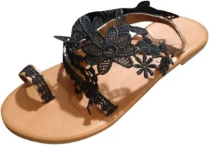 Sandals Women Lace Straps Elegant Open Toe Womens Sandals Dressy Summer Beach Womens Flat Dress Shoes White